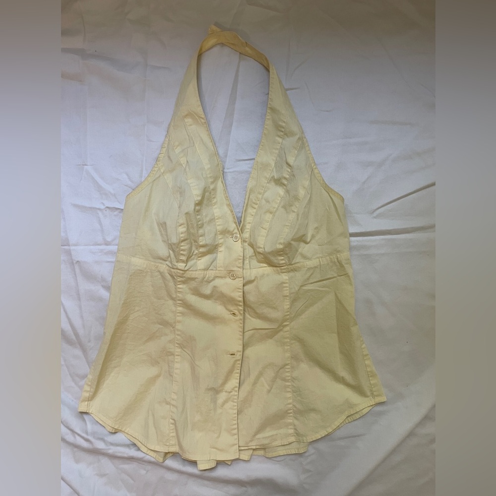 Moda International butter yellow halter top